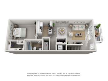 1 Bedroom 1 Bath Floorplan at College Park, Columbus
