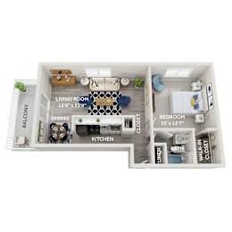 1 bed 1 bath B at The Heights Apartments, Cincinnati, Ohio
