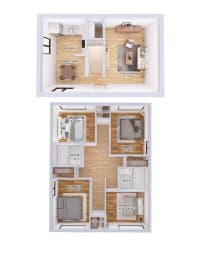  Floor Plan 4 bedroom 1 bathroom Townhouse with utility room