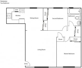 2 Bedroom Floor Plan at Cincinnati Premier Living*, Cincinnati, 45213