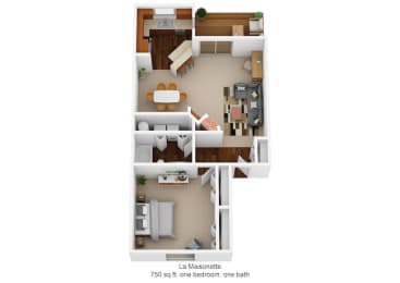 1 bed 1 bath floor plan at Normandy Club, Ohio, 45459