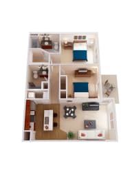 2 bed 2 bathroom Legend Floor Plan  at Grove City Summit, Grove City, OH