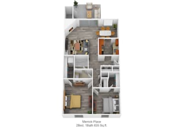 Merrick Place 2 Bed 1Bath 835 Sq ft-01 at Merrick Place, Lexington