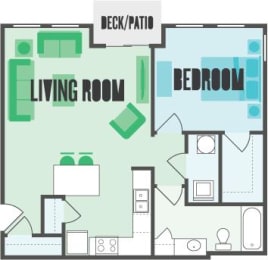 The Monmouth 1 Bed  1 Bath Floor Plan at Monmouth Row Apartments, Newport