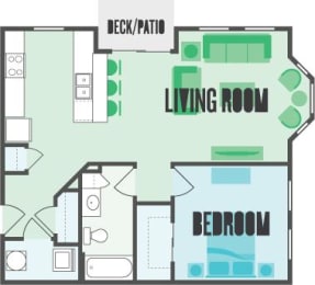 The Overton 1 Bed  1 Bath Floor Plan at Monmouth Row Apartments, Kentucky, 41071