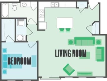 The Park 1 Bed  1 Bath Floor Plan at Monmouth Row Apartments, Newport, KY, 41071