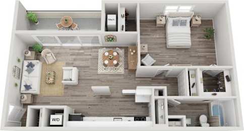 The Wealthall One Bedroom One Bathroom Floorplan at Fountain Parc Apartments, Indiana 46220
