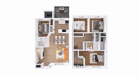 4Bed 3Bath Floor Plan at Providence Glen Apartments, Columbus, OH