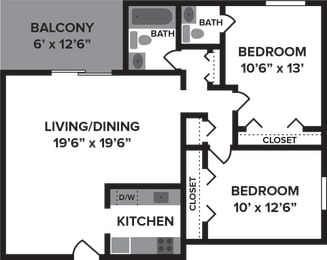 2 Bed floor plan at Flats on the Row, Kentucky, 41071