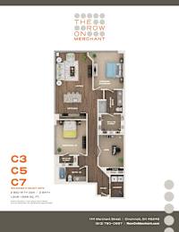 Apartment floor plan for a 2 bedroom, 2 bathroom apartment.