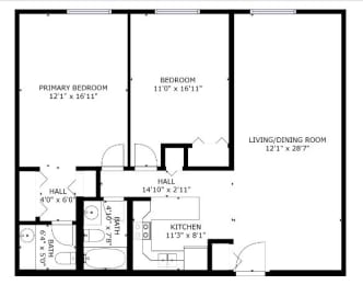 the floor plan of the second floor of a house with a small footprint