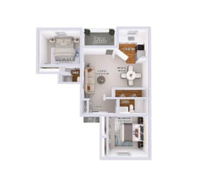 a floor plan of a house with a bedroom and a living room