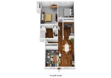 a floor plan of a house with a bedroom and a living room