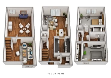 3d floor plans of a 1 bedroom apartment