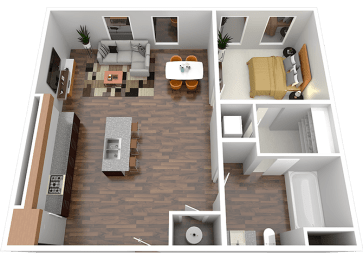 a floor plan of a one bedroom apartment at Four23/Hoge, Ohio
