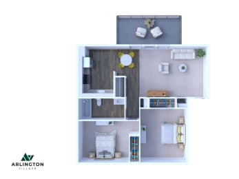 a 1 bedroom floor plan | village on the lakes apartments