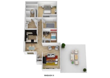 2 bed 2 bath J at Rivers Edge Apartments and Townhomes, Dayton, OH