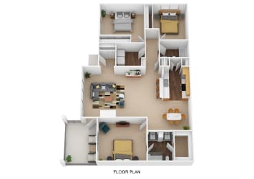 3 bedroom 2 bathroom floor plan A at Bishops Gate, Cincinnati