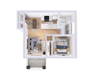 A diagram of a house layout with labeled rooms.