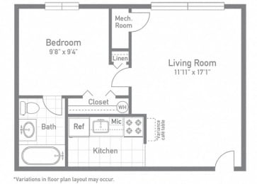 The Cypress Floor Plan at Woodlee Terrace Apartments, Woodbridge