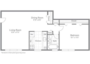 The Oak Floor Plan at Woodlee Terrace Apartments, Woodbridge, Virginia