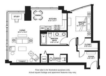 A10 South floor plan at The Bravern, Bellevue, WA