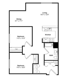 South Pacific Floor Plan at Tera Apartments Kirkland, WA