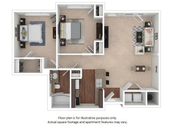 2x1_24f_991sf floor plan at The District, 6300 E. Hampden Ave., 80222