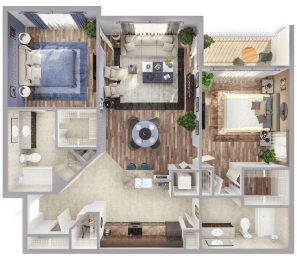 2 bedroom apartment floorplan at Windsor Biscayne Shores in North Miami