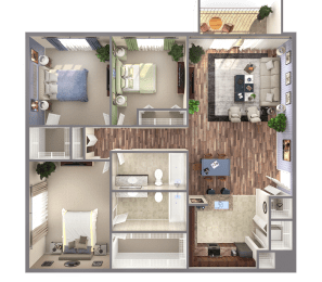3 bedroom apartment floorplan at Windsor Biscayne Shores in North Miami