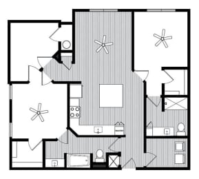 B2 Floor Plans at Windsor Republic Place, Austin, 78727