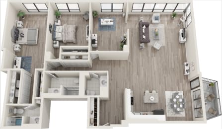 a234 floor plan  1 bedroom with 2 baths  1192 square feet