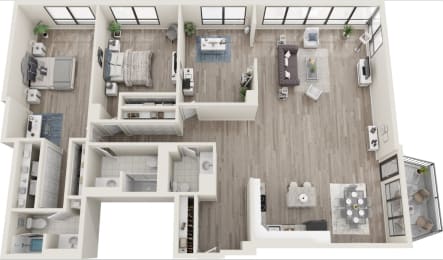 a234 floor plan  1 bedroom with 2 baths