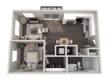 a1 floor plan  1 bedroom with 2 baths  129