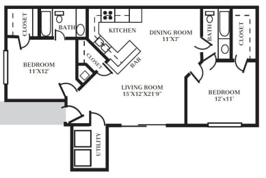 D - 2 Bed - 2 Bath - 927 sq ft
