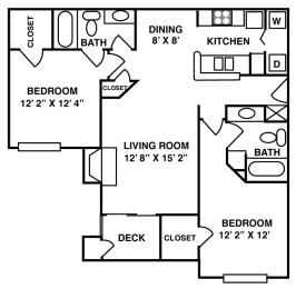 2 Bed | 2 Bath - 1049 sq. ft.