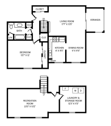 1 Bedroom - 1 Bath - Maisonette