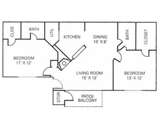 Floor Plan - 2BR - 2BA - 1018