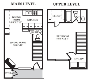 TH - 1 Bed - 15 Bath - 722 sq ft