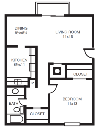  Floor Plan One Bedroom B