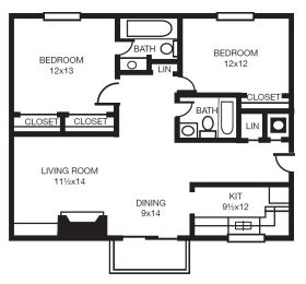  Floor Plan Two Bedroom Two Bath B