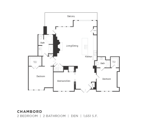 a floor plan of the chambord 2 bedroom apartment