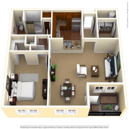 one bedroom 936 square footage apartment with study