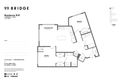 2 Bedrooms B and 2 Bathrooms Floor Plans at 99 Bridge, Old Bridge
