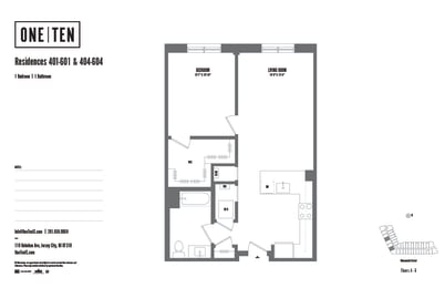 1 bedroom 1 bath I at One Ten Apartments, New Jersey, 07310