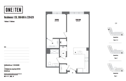 1 bedroom 1 bath D at One Ten Apartments, Jersey City , NJ, 07310