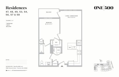 1 Bed 1 Bath Floor Plan at One500, Teaneck, NJ