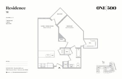 A14 1 Bed 1 Bath Floor Plan at One500, Teaneck, 07666