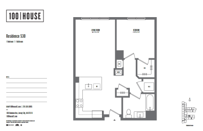 1 bedroom 1 bathroom at 100 House Apartments, Jersey City