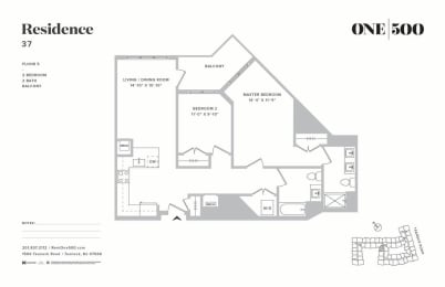 B10 2 Bed 2 Bath Floor Plan at One500, Teaneck, New Jersey